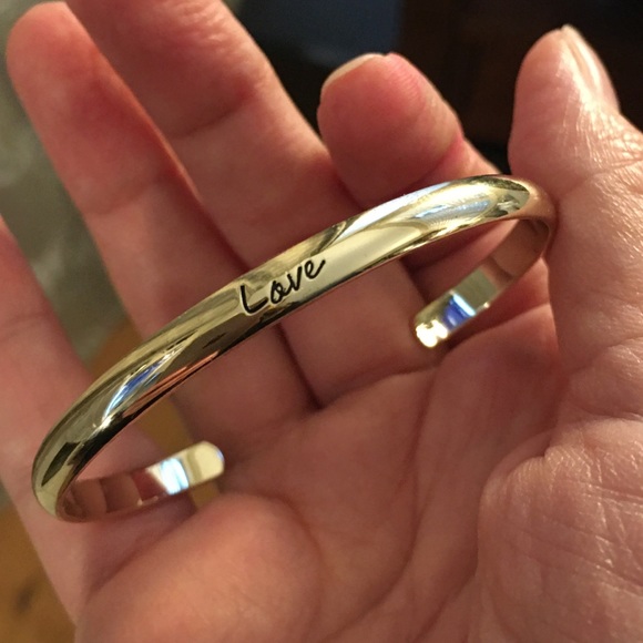 Vintage Jewelry - 14K plated silver engraved “Love” cuff